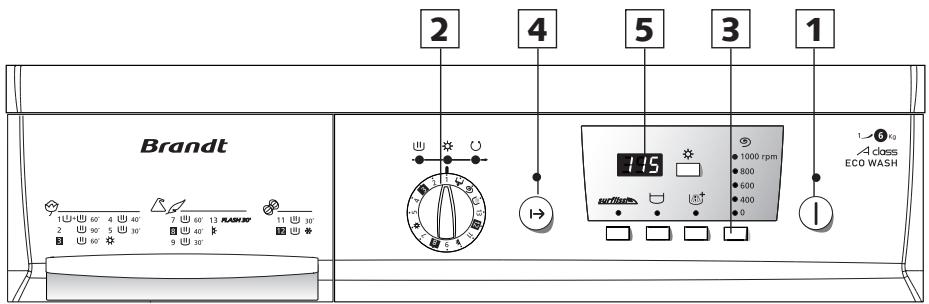BRANDT WFD1072K - Choix d'un programme de lavage - 1