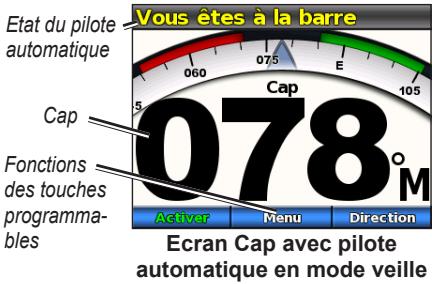 GARMIN GHC 10 HELM CONTROL DISPLAY - Présentation de l'écran Cap avec pilote automatique en mode veille - 1