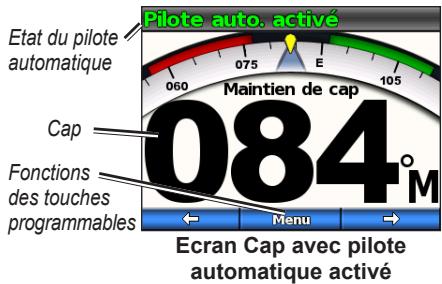 GARMIN GHC 10 HELM CONTROL DISPLAY - Présentation de l'écran Cap avec pilote automatique activé - 1