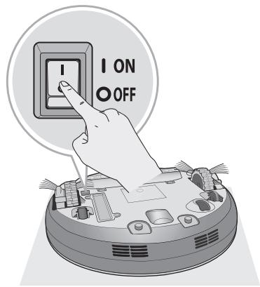 LG HOM-BOT VR1012W - Mise sous tension par l'interrupteur - 1