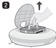 LG HOM-BOT VR1012W - Nettoyage du bac à poussière - 2