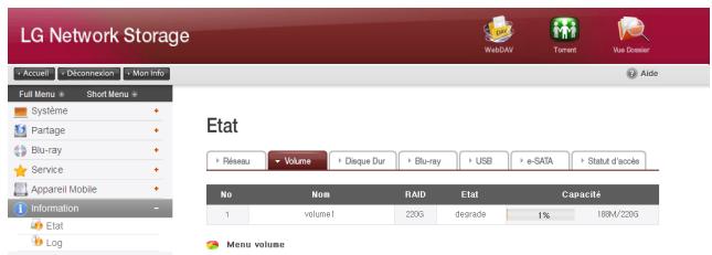 LG N2R1D - - Vérifiez s'il y a une erreur dans la configuration du RAID. - 1