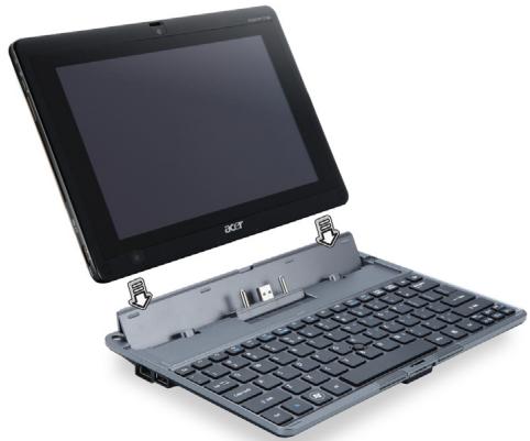 ACER W500 - Connecter la tablette au clavier d'accueil - 1