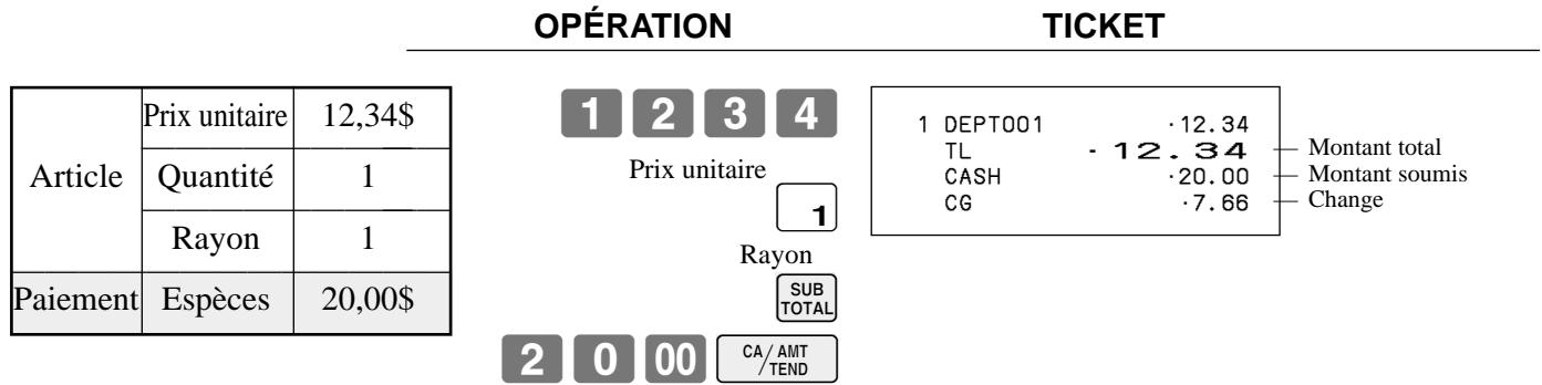 CASIO SE-S300 - Example 2 (enregistrement du sous-total et calcul du change) - 1