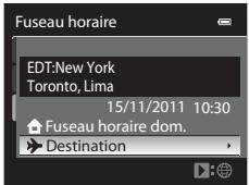 NIKON COOLPIX P7100 - Appuyez sur ◀ ou ▶ pour sélectionner la destination (Fuseau horaire). - 2