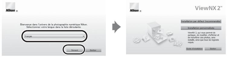 NIKON COOLPIX P7100 - Sélectionnez une langue dans la boîte de dialogue de sélection de la langue pour ouvrir la fenêtre d'installation. - 1
