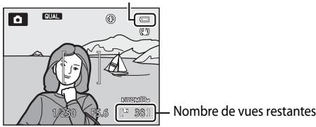 NIKON COOLPIX P7100 - Vérifiez le niveau de charge de l'accumulateur et le nombre de vues restantes. - 1