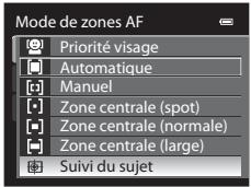 NIKON COOLPIX P7100 - Tournez le sélecteur multidirectionnel pour sélectionner ☐ Suivi du sujet et appuyez sur Ⓔ. - 1
