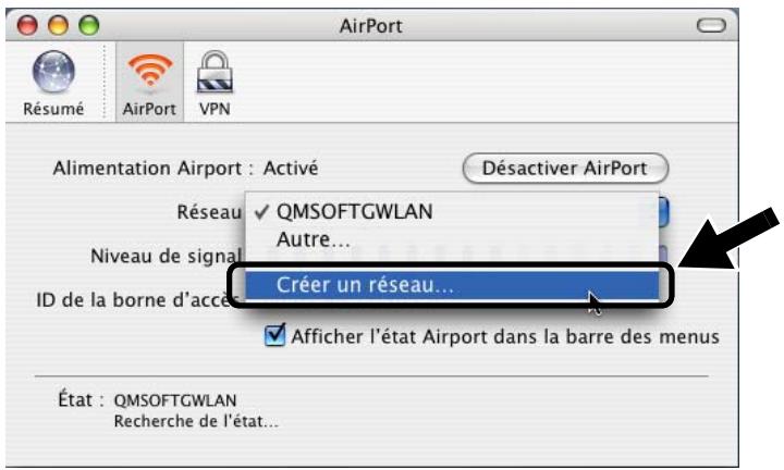 AirPort Résumé AirPort VPN Alimentation Airport : Activé Désactiver AirPort Réseau ✓ QMSOFTGWLAN Autre... Niveau de signal ID de la borne d'accè... Créer un réseau... ✓ Afficher l'état Airport dans la barre des menus État : QMSOFTGWLAN Recherche de l'état...