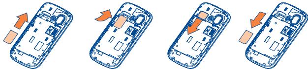 ALCATEL ONE TOUCH 918 - Insérer/Extraire la carte SIM ^(1) - 1