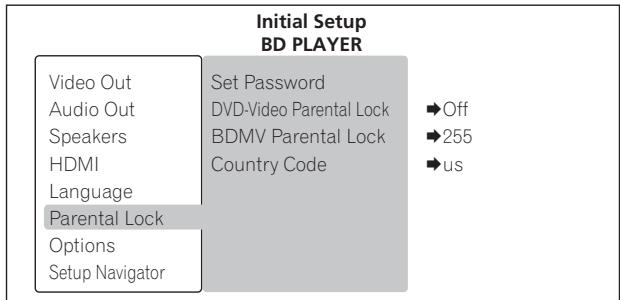 PIONEER BDP-LX71 - Sélectionnez et validez Parental Lock. - 2