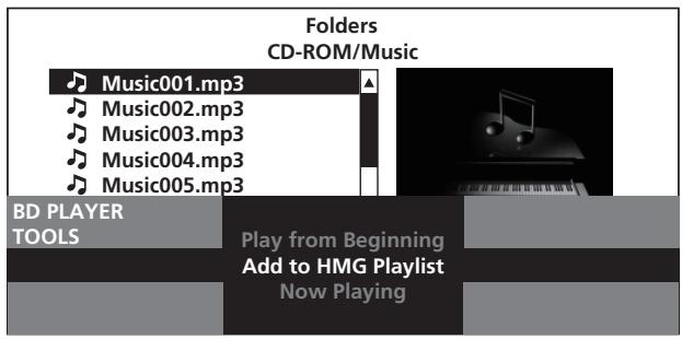 PIONEER BDP-LX71 - Sélectionnez Add to HMG Playlist. - 1