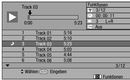 PIONEER BDP-120 - Wahlen Sie mit ↑/↓ den Track und drücken Sie dann ENTER bei laufender oder gestoppter Wiedergabe. - 1