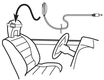 PIONEER AXM-P8000 - Attachez le microphone fourni au centre du repose-tête du conducteur, en l'orientant vers l'avant, en utilisant la ceinture (vendue séparément). - 1