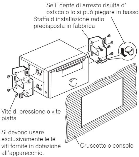 PIONEER FH-P80BT - Installazione mediante i fori per vite laterali dell'apparecchio - 3