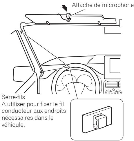 PIONEER FH-P80BT - Fixez l'attache du microphone sur le pare-soleil. - 1