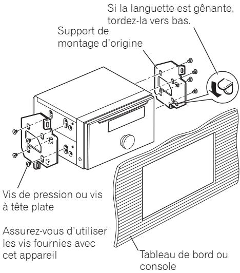 PIONEER FH-P80BT - Fixation de l'appareil sur les supports de montage d'origine de la voiture. - 2
