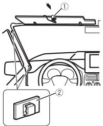 PIONEER MVH-150UI - Befestigen Sie den Mikrofonclip an der Sonnenblende. - 1