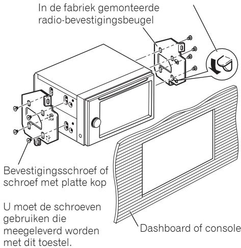 PIONEER AVH-P4000DVD - Bevestigen van het toestel aan de in de fabriek gemonteerde radio-bevestigingsbeugel. - 2