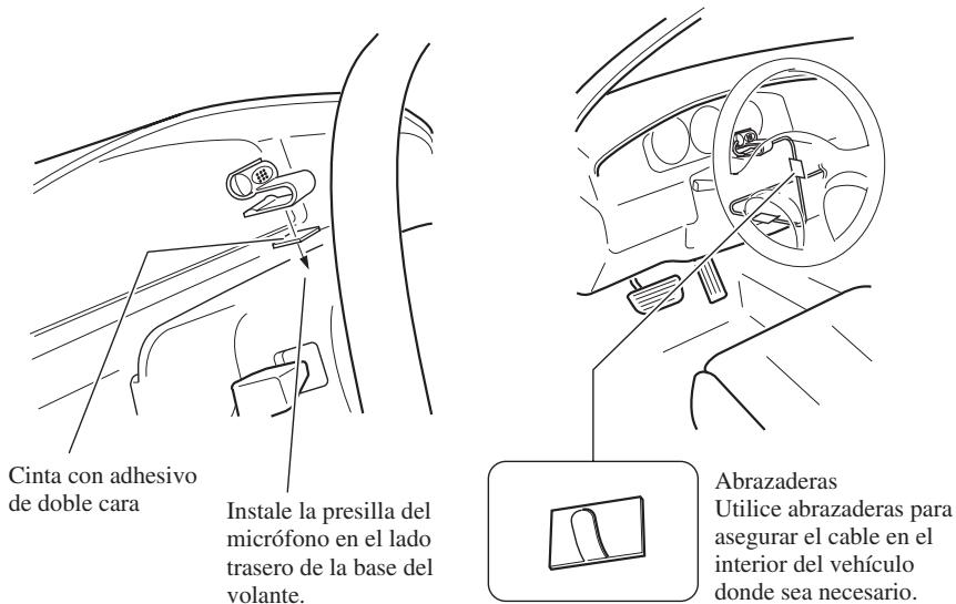 PIONEER AVIC-800DVD - Instale la presilla de micrófono en la base del volante. - 1