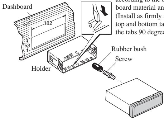 Dashboard 182 53 Holder Rubber bush Screw according to the board material and (Install as firmly top and bottom tab the tabs 90 degree)