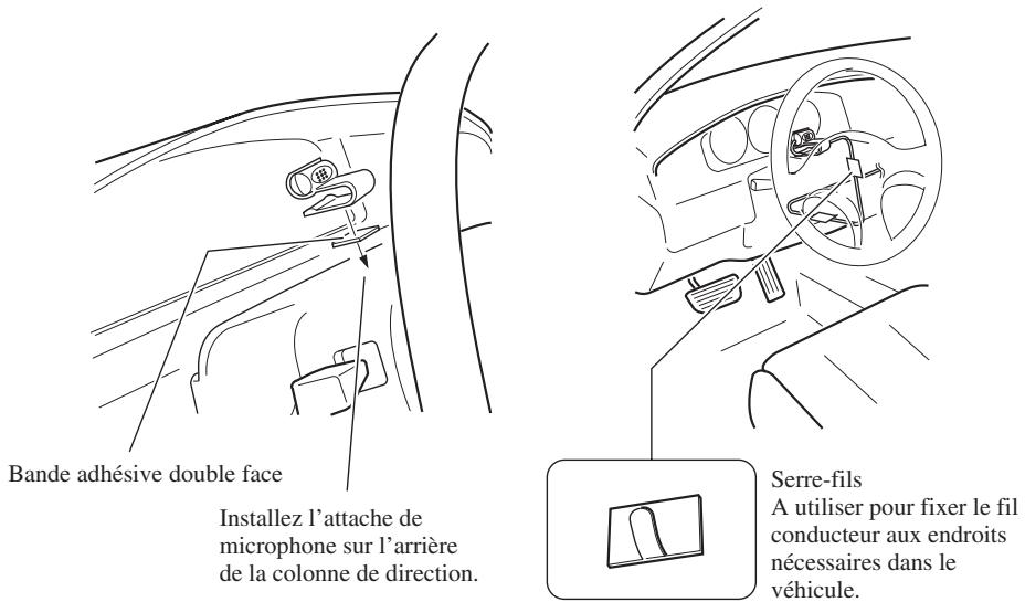 PIONEER AVIC-800DVD - Fixez l'attache du microphone sur la colonne de direction. - 1