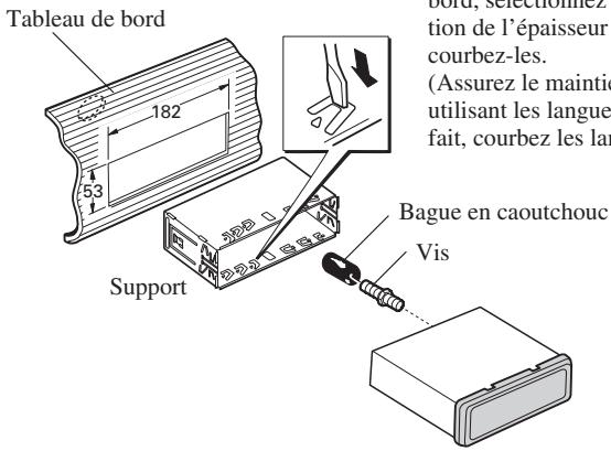 Tableau de bord 182 53 Support Bague en caoutchouc Vis bord, sélectionnez tion de l'épaisseur courbez-les. (Assurez le mainti utilisant les langue fait, courbez les lan