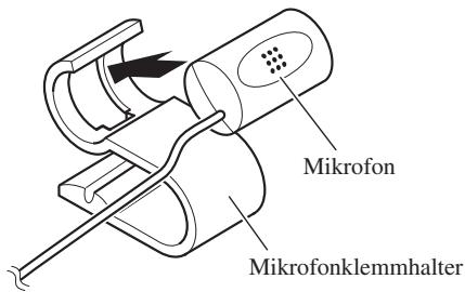 PIONEER AVIC-800DVD - Das Mikrofon im Mikrofonklemmhalter befestigen. - 1