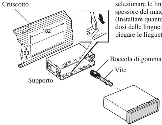 Cruscotto 182 53 supporto Boccola di gomma Vite selezionare le ling spessore del mate (Installare quanto dosi delle linguet piegare le linguet