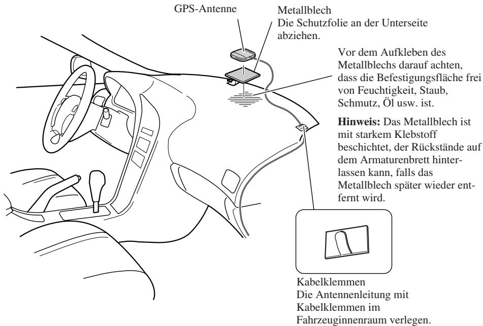 PIONEER AVIC-800DVD - Einbau der Antenne im Fahrzeuginnenraum (auf dem Armaturenbrett oder der Hutablage) - 1