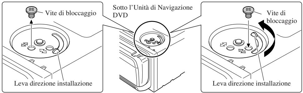 Vite di bloccaggio Sotto l'Unità di Navigazione DVD Leva direzione installazione Vite di bloccaggio Leva direzione installazione