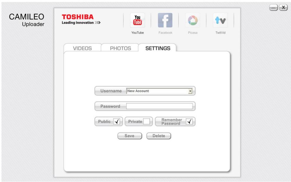 TOSHIBA P100, CAMILEO P100 - Pour configurer votre compte de site web : - 1