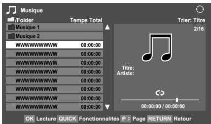 TOSHIBA VL-733 - Lecture de fichiers musicaux (sur le serveur DLNA certified™ ou le périphérique USB) - 1