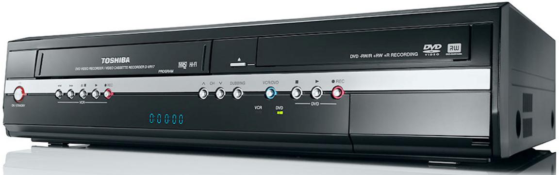 TOSHIBA DVD VIDEO RECORDER / VIDEO CAGSETTE RECORDER D-VIR7 PROGRAM DVD-RW/R +RW +R RECORDING DVD Vide RW OK/RENDAY VCR 00000 REC OH V DUBBING VCR/DVD REC VCR DVD DVD