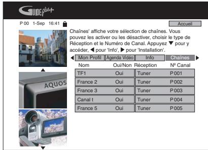SHARP DV-HR400F/HR450F/HR480F - Appuyez sur /  / afin de sélectionner l'écran Châines. - 1