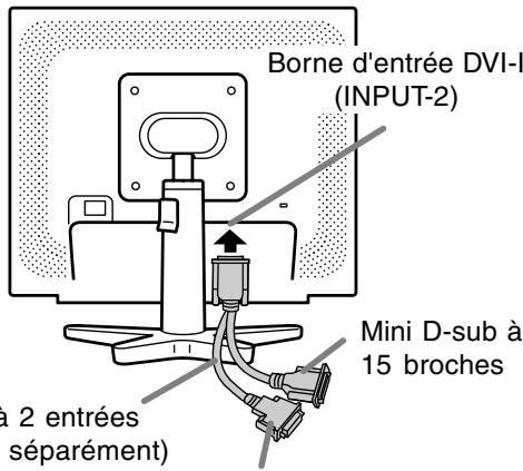 Borne d'entrée DVI-I (INPUT-2) Mini D-sub à 15 broches a 2 entrées séparément)