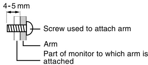 4-5 mm Screw used to attach arm Arm Part of monitor to which arm is attached