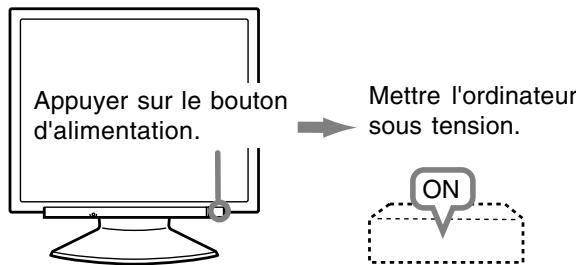 Appuyer sur le bouton d'alimentation. Mettre l'ordinateur sous tension. ON