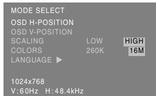 SHARP LL-T15A4 - Menu MODE SELECT - 1
