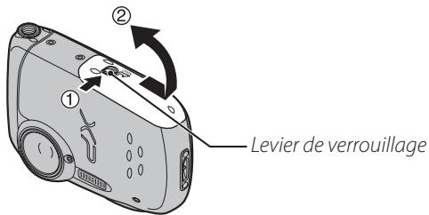 FUJIFILM XP10 - Ouvrez le couvercle du compartment de la batterie. - 1
