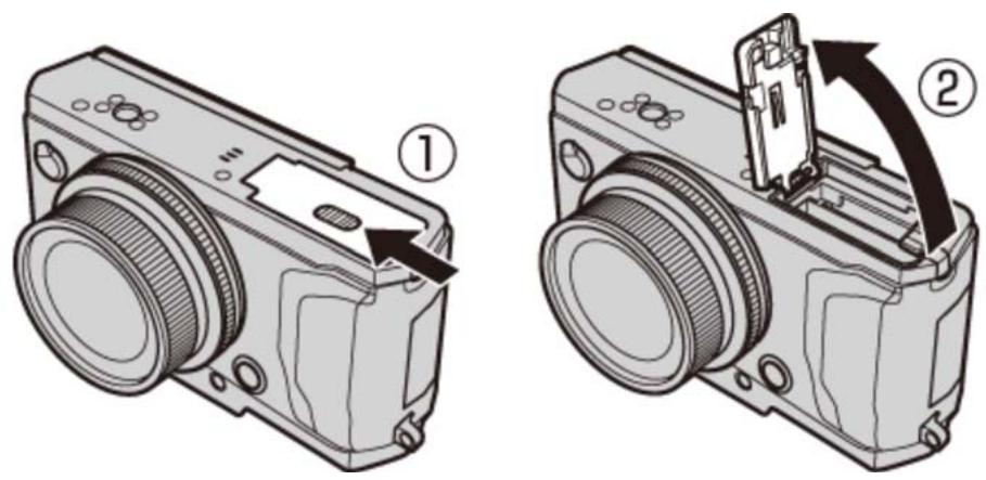 FUJIFILM X30 - Ouvrez le couvercle du compartiment de la batterie. - 1