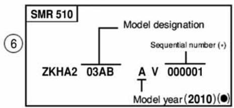 HUSQVARNA HVA TE TC SMR 510 2010 - NUMERO DI IDENTIFICAZIONE DEL MOTOCICLO - 4