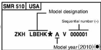 HUSQVARNA HVA TE TC SMR 510 2010 - VEHICLE IDENTIFICATION NUMBER (V.I.N.) - 11