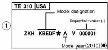 HUSQVARNA HVA TE TC SMR 510 2010 - VEHICLE IDENTIFICATION NUMBER (V.I.N.) - 1