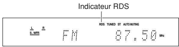 Indicateur RDS L S.WFR R FM 87:50 MHz RDS TUNED ST AUTO MUTING