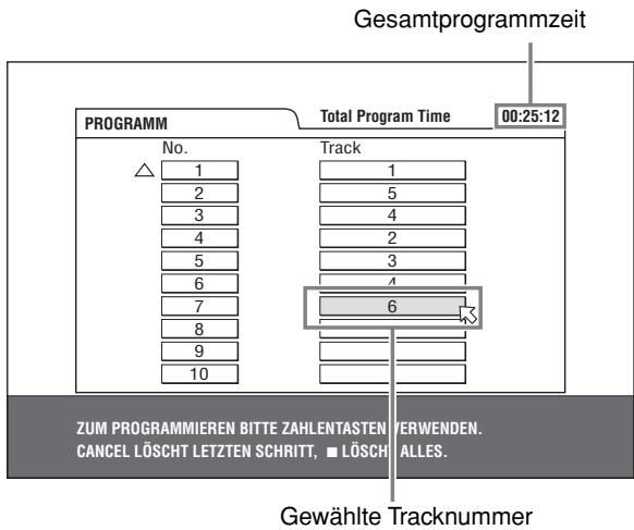 JVC XV-N315B - Geben Sie die Tracks mit den Zahlentasten in der gewünschten Reihenfolge ein. - 1
