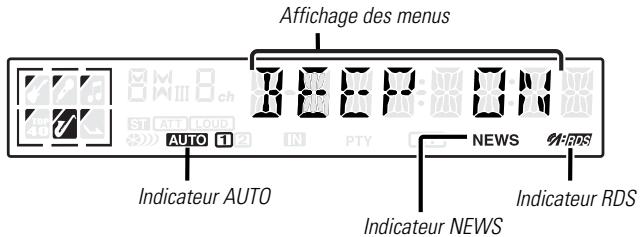 KENWOOD KDC-3021 - A propos du menu - 2