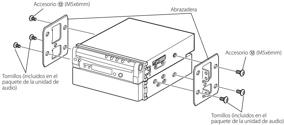 Accesorio 12 (M5x6mm) Tornillos (incluidos en el paquete de la unidad de audio) Abrazadera Accesorio 12 (M5x6mm) Tornillos (incluidos en el paquete de la unidad de audio)
