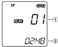 OLYMPUS VN-750 - Druk op de knop OK on het afspelen te starten. - 1