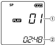 OLYMPUS VN-750 - Tryck pa OK-knappen for att starta uppspelningen. - 1